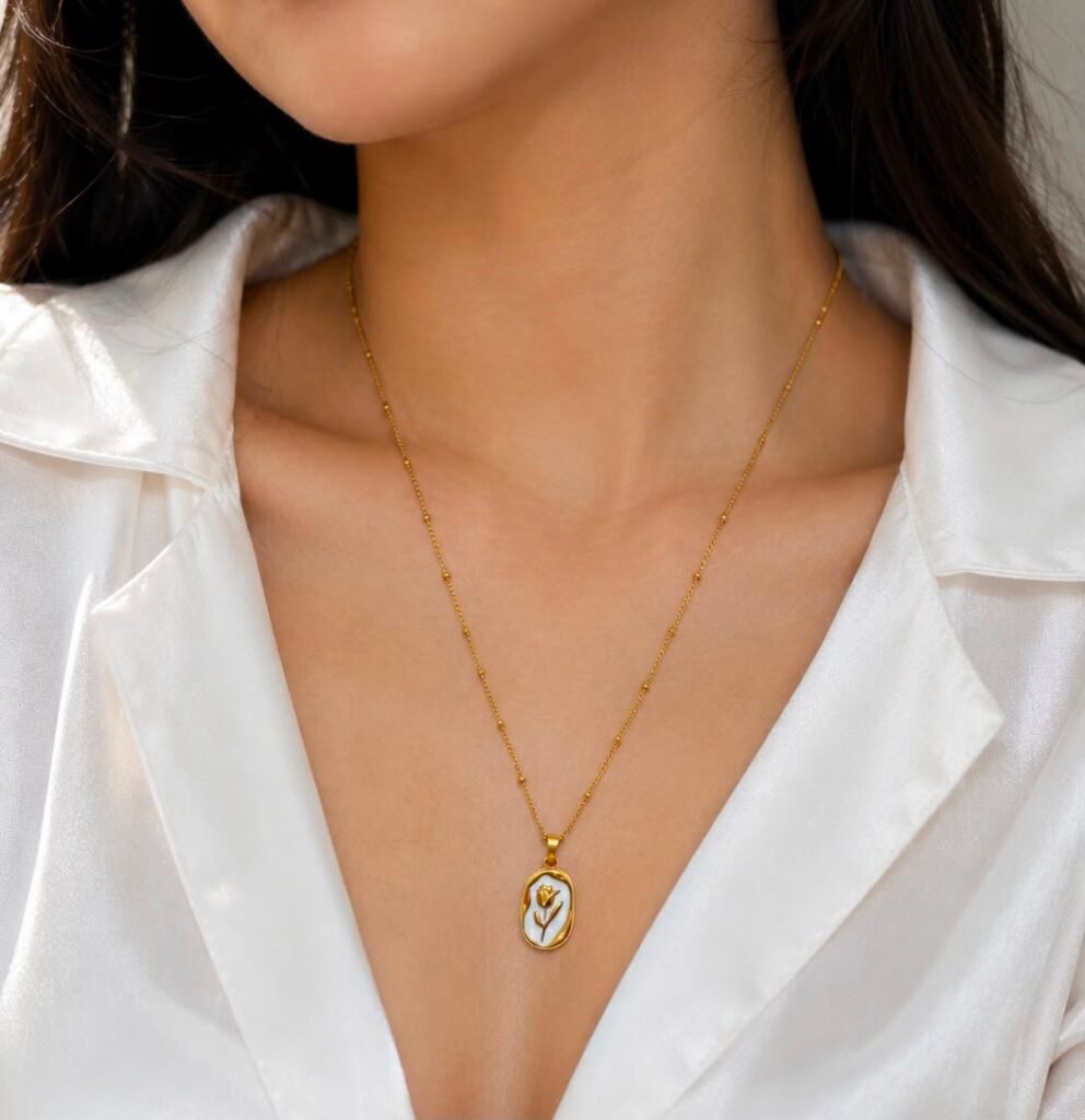 Golden Floral Charm Necklace