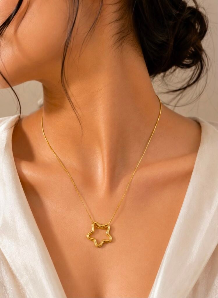 Golden Star Outline Necklace