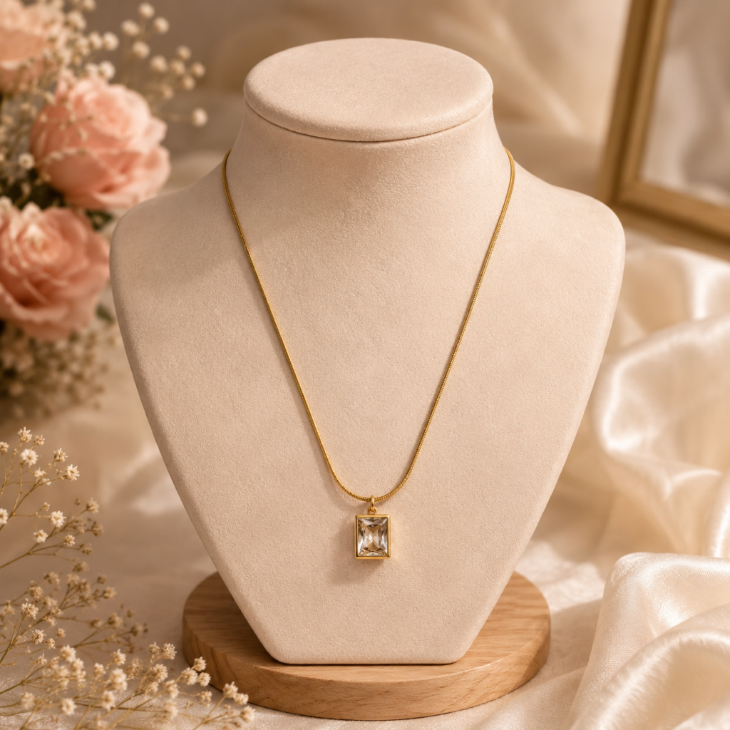 Golden Solitaire Necklace