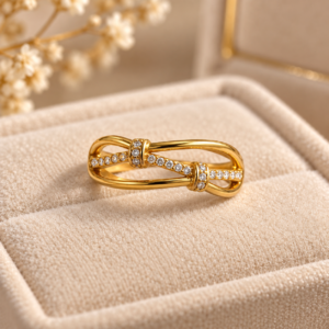 Golden Knotted Sparkle Ring