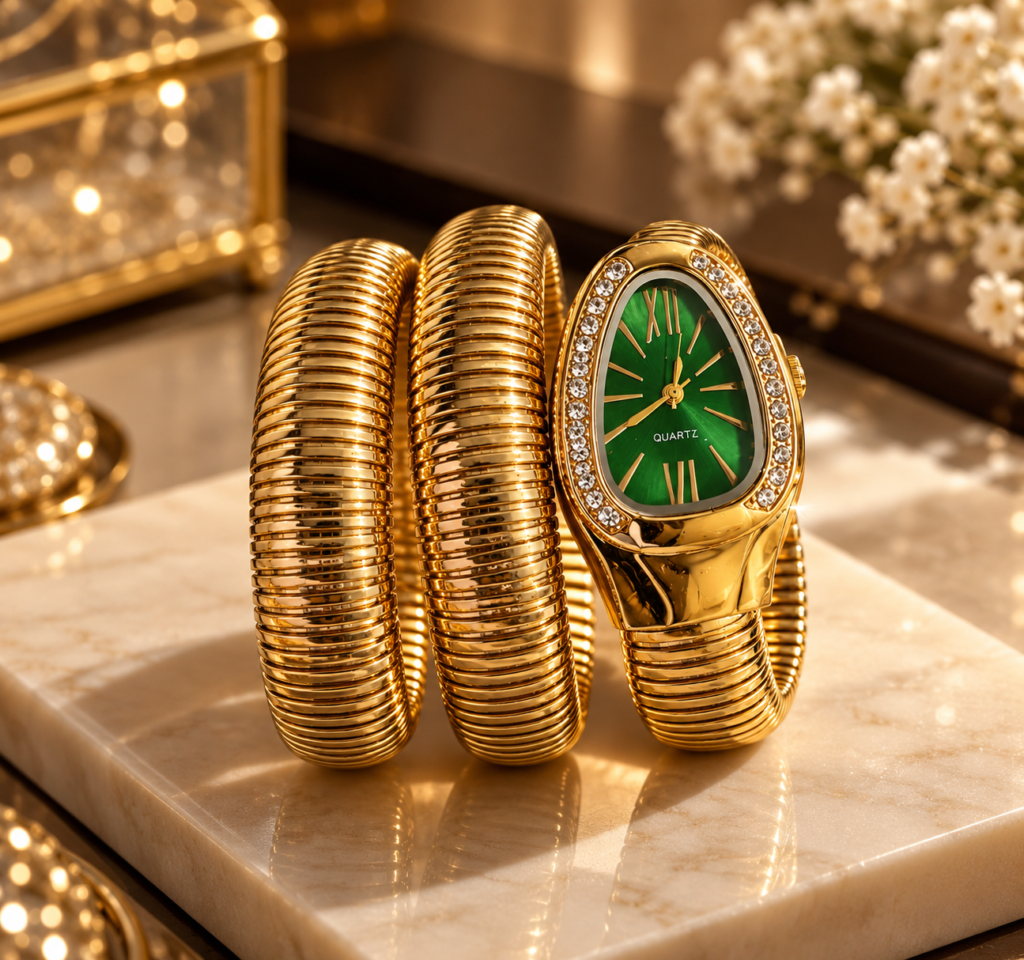 Emerald Royale Gold Snake Watch