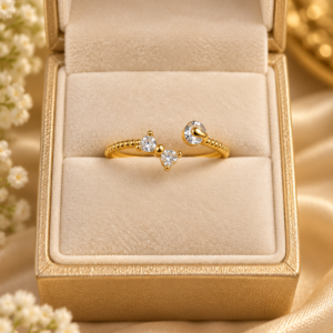 Golden Bow Sparkle Open Ring