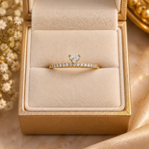 Golden Heart Solitaire Ring