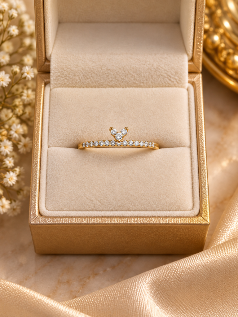 Golden Heart Solitaire Ring