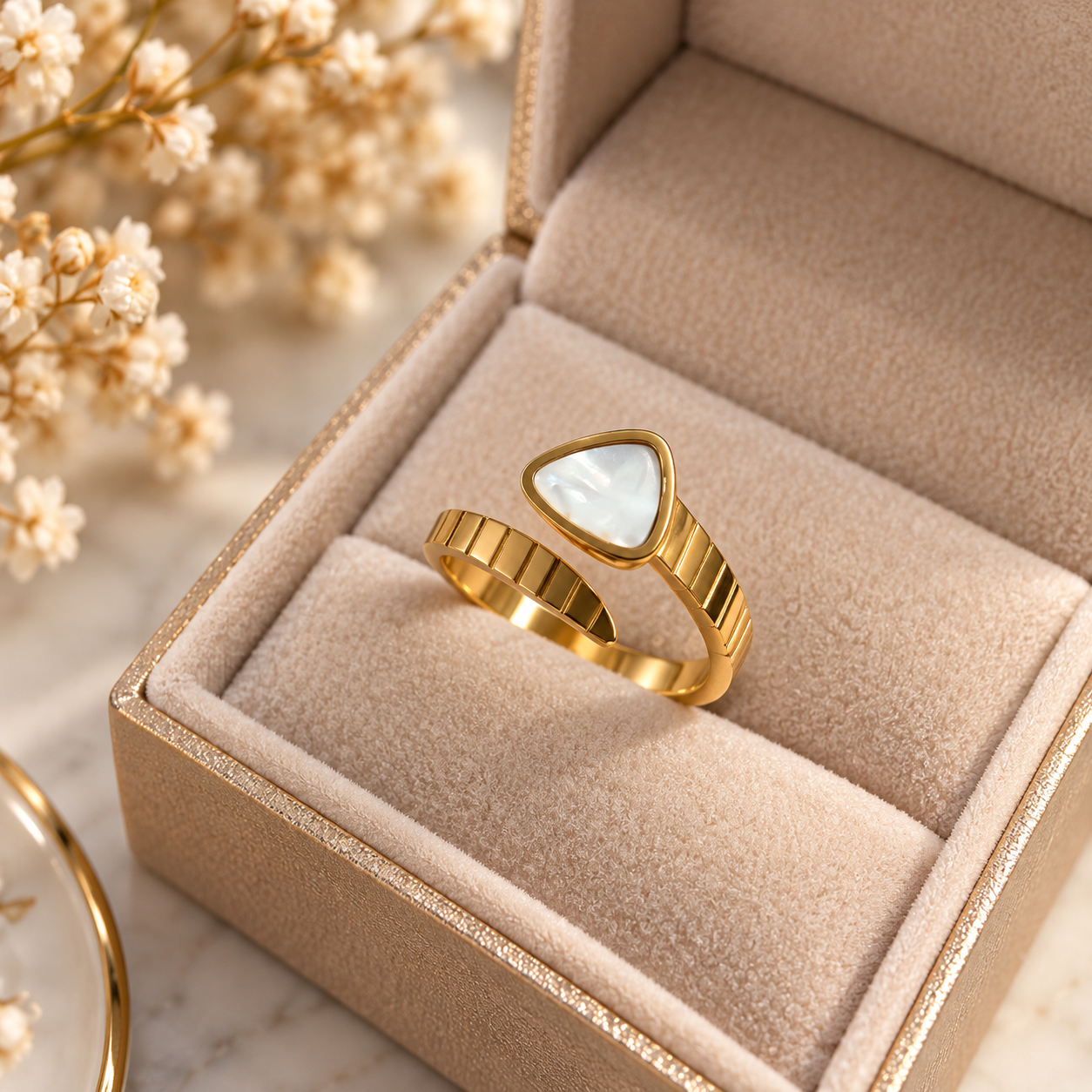 Golden Aura Pearl Ring