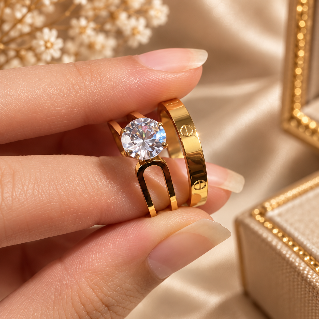 Golden Cartier Solitaire Ring - Image 2