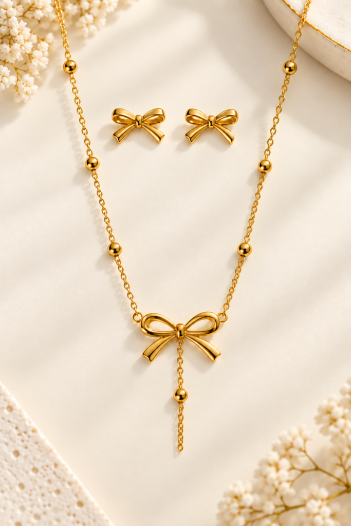 Golden Bow Jewellery Set