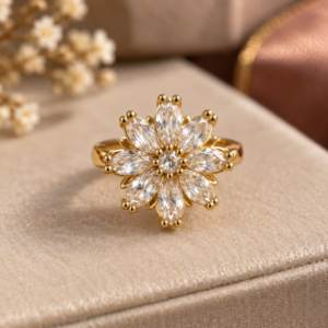 Golden Moving Floral Ring