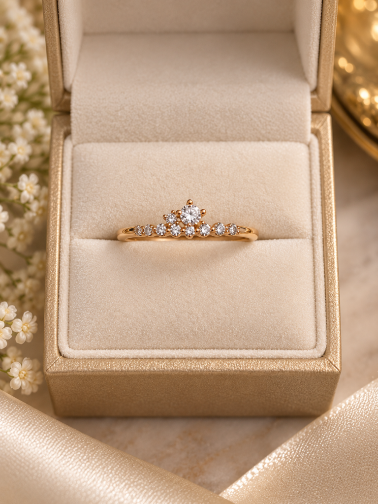 Elegant Golden Solitaire-Inspired Diamond Ring