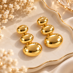 Golden Triple Orb Earrings