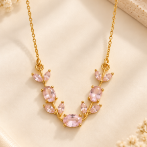 Pink Crystal Tulip Necklace